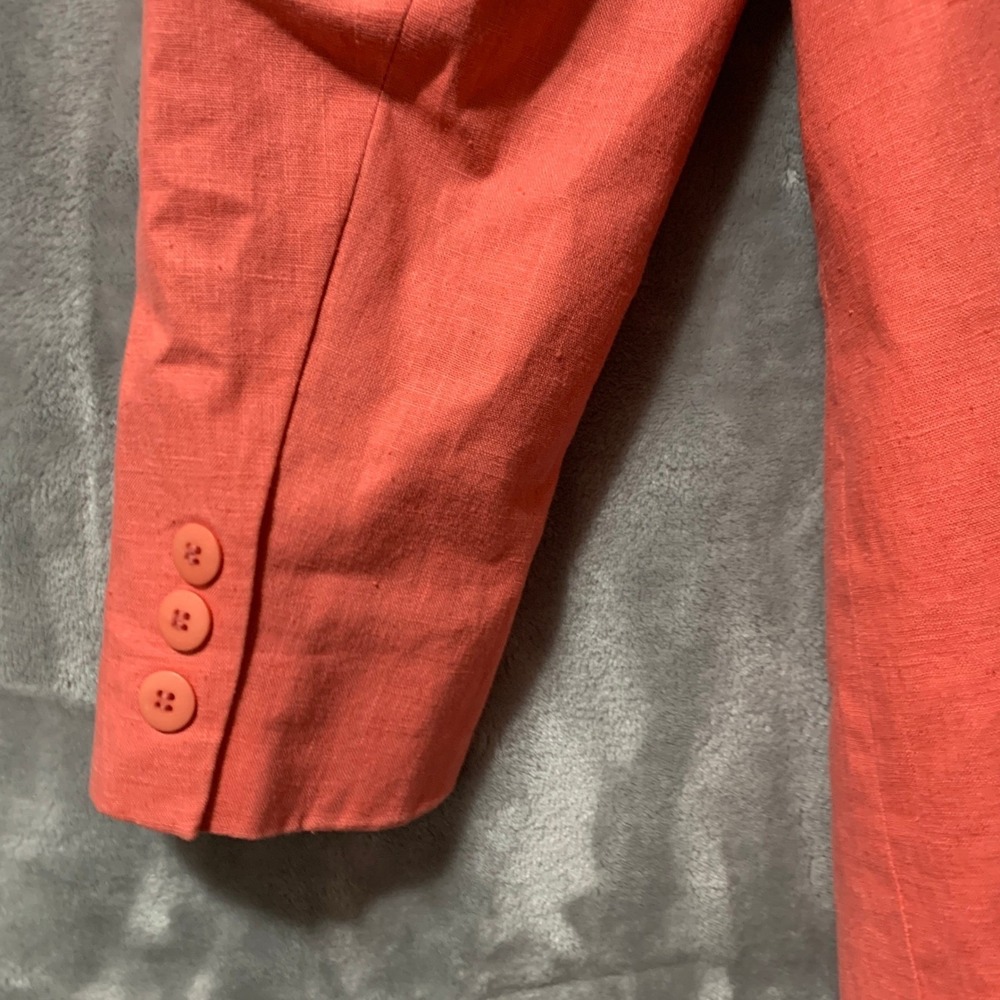 Adolfo International Womens Coral Linen Blend Blazer Jacket Size 8 Coastal Chic - Picture 4 of 14